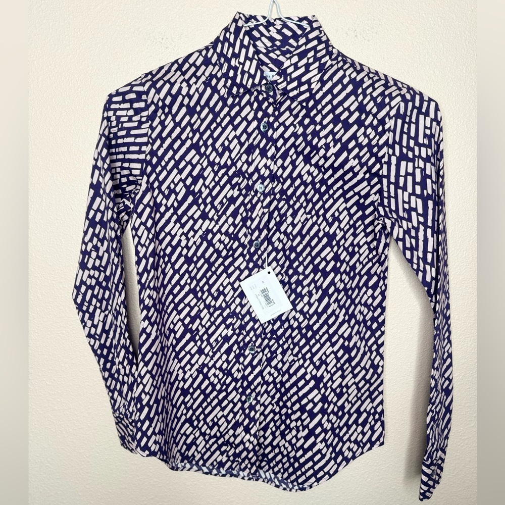 Amina Rubinacci Rectangular Pattern Button Down S… - image 1